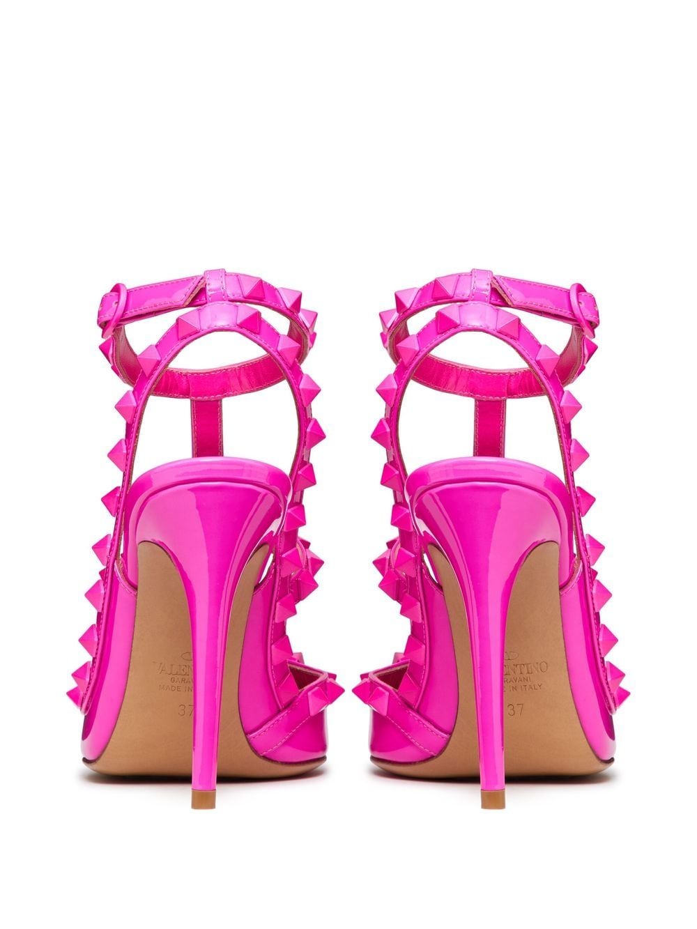 Fuchsia Pink Rockstud Ankle-Strap Pumps for Women by Valentino Garavani