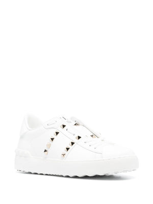 White Rockstud Leather Sneakers for Women by Valentino Garavani