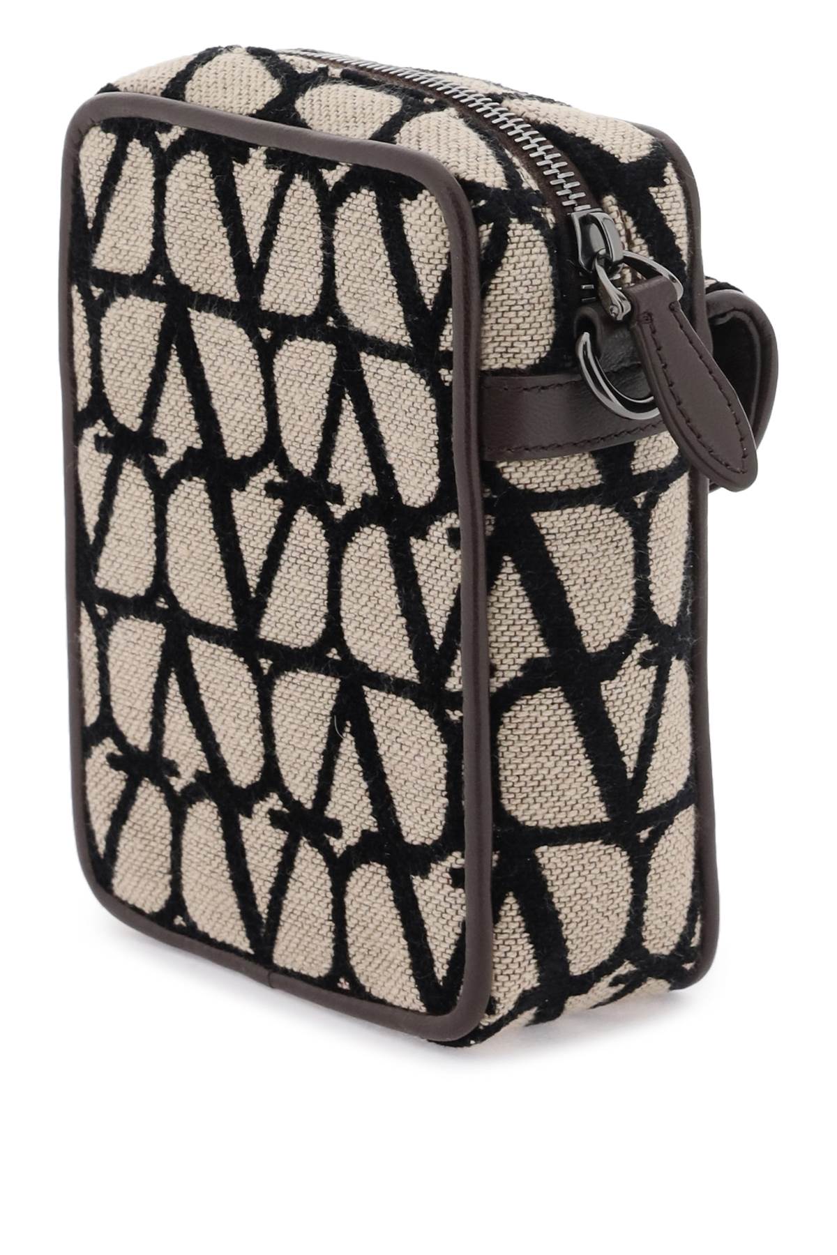 VALENTINO GARAVANI Mini Toile Iconographe Crossbody Bag with VLogo Detail and Leather Accents for Men, Multicolor