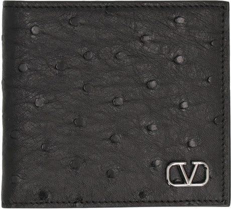 VALENTINO Ostrich Leather Wallet for Men - Fall/Winter 2024 Collection