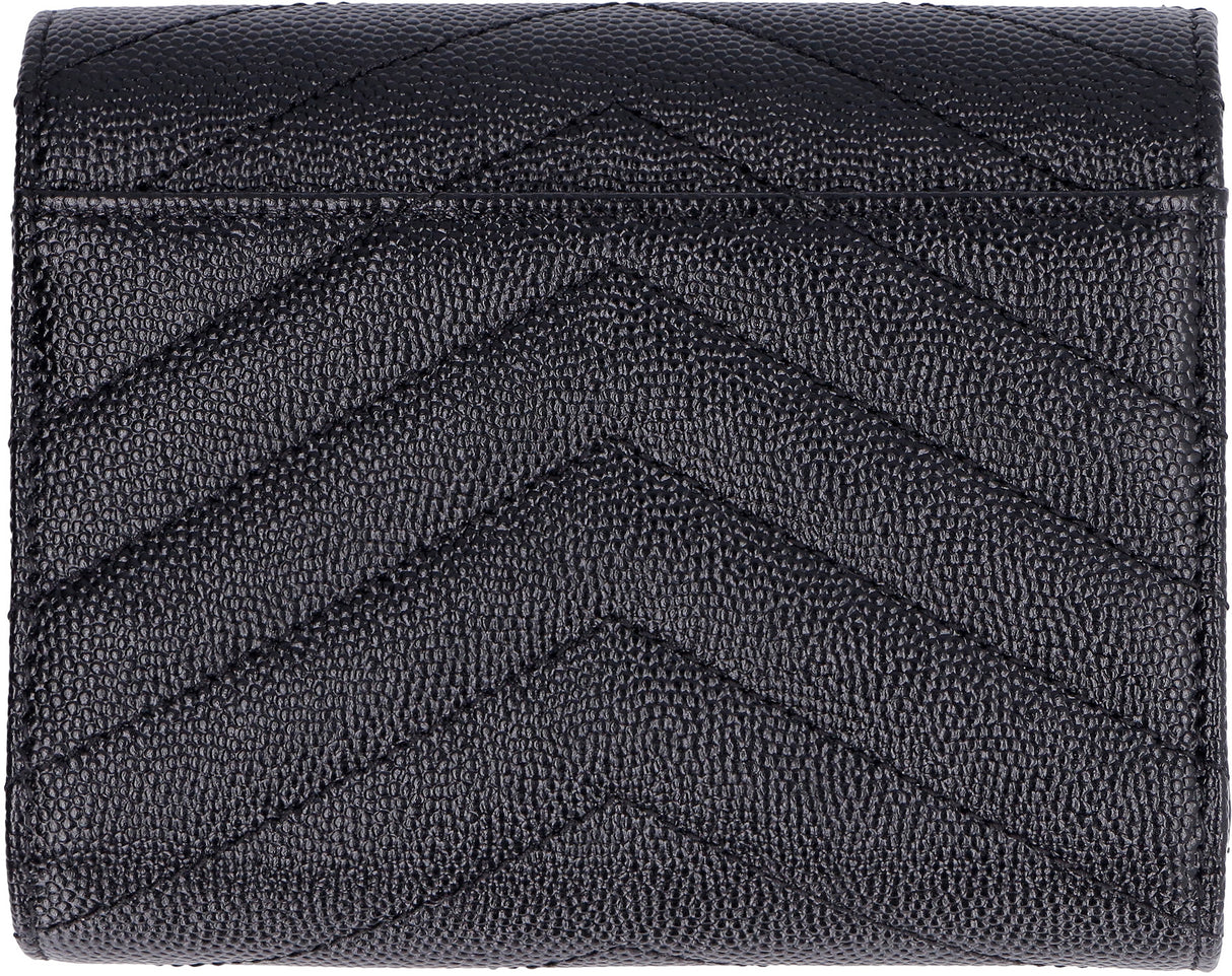 SAINT LAURENT Compact Tri-Fold Wallet in Nero for Women