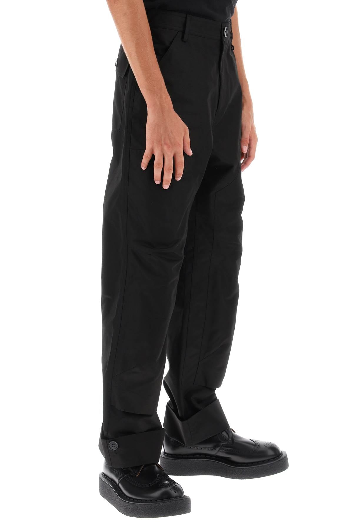 SIMONE ROCHA Men's Black Wide-Leg Workwear Pants for FW23