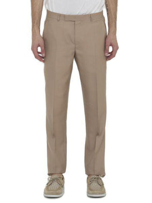 DIOR HOMME Men's Beige Cashmere and Silk Twill Trousers for FW24