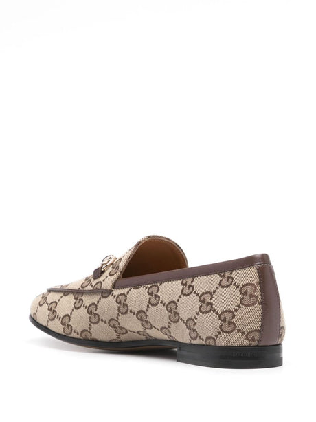 GUCCI Elegant Canvas Loafers with Signature Gold Horsebit