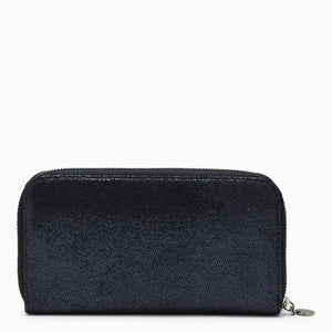 STELLA MCCARTNEY Navy Zip-Around Wallet with Silver Chain and Multiple Compartments