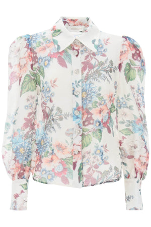 ZIMMERMANN White Printed Linen Shirt with Decorative Buttons - Women's SS24 Fashion
