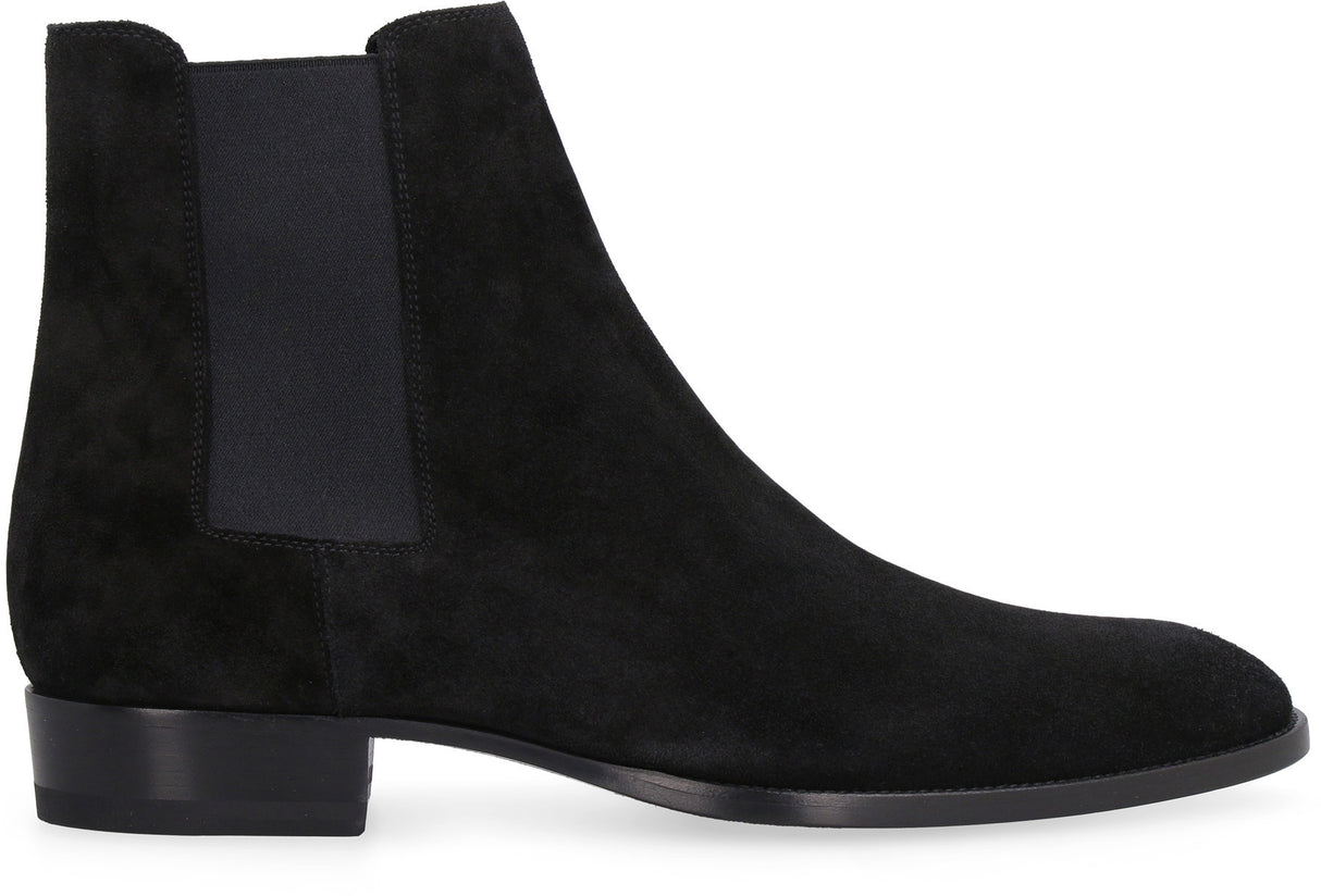 SAINT LAURENT Men's Black Suede Chelsea Boots with Elastic Inserts - 2024 Carryover Collection