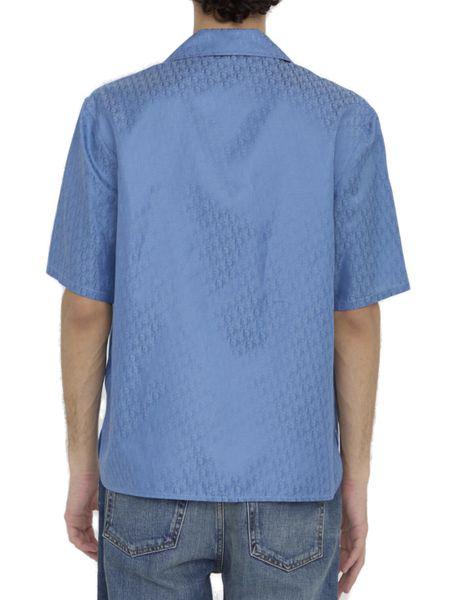 Blue Dior Homme Silk and Cotton Blend Oblique Shirt for Men