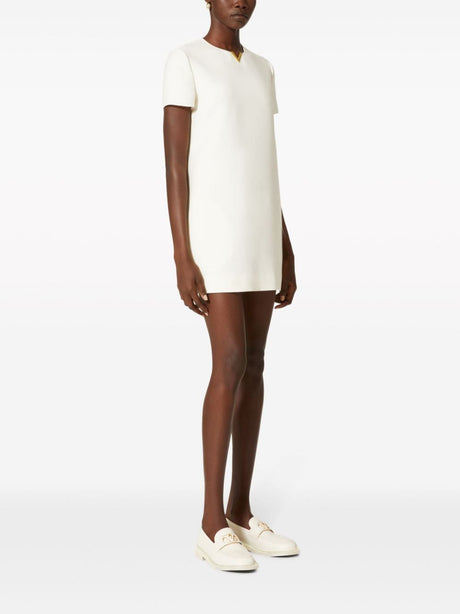 White Mini Dress with VLOGO Detail by Valentino