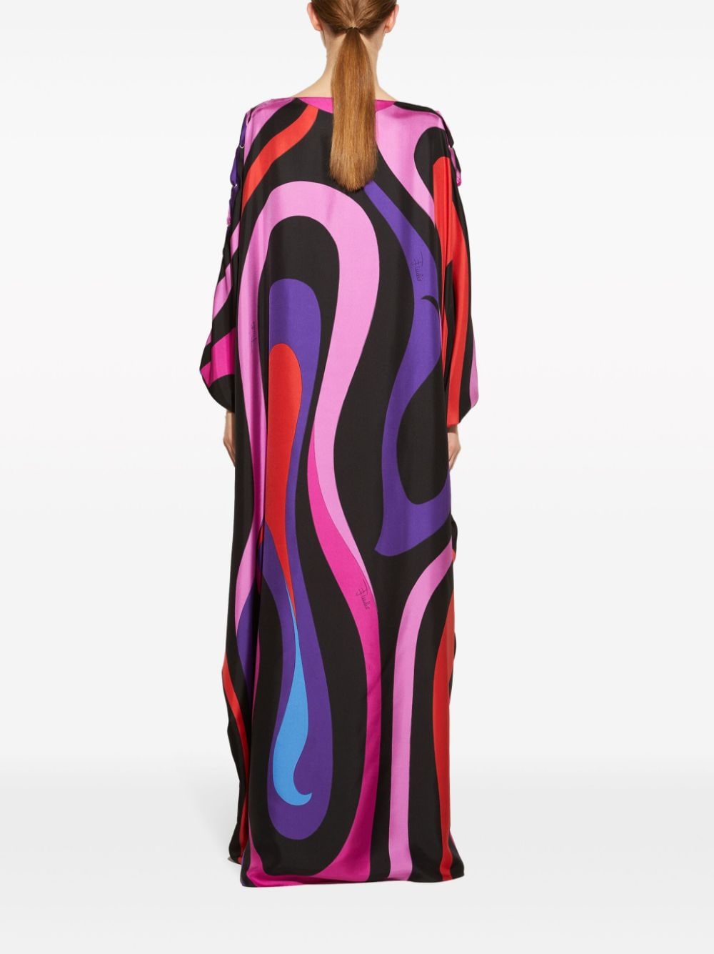 EMILIO PUCCI Multicolour Silk Caftan Dress in Abstract Print for Women