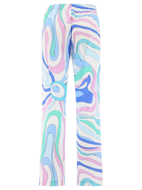 Light Blue Marmo-Print Trousers for Women by Emilio Pucci