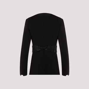 GIORGIO ARMANI Black Embroidered Silk Jacket for Women - Perfect for SS24