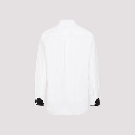 男士白色花卉细节长袖衬衫-SS24季节