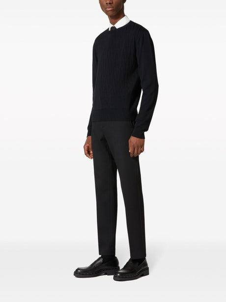 VALENTINO Luxurious Black Wool Monogram Jumper for Men | SS24