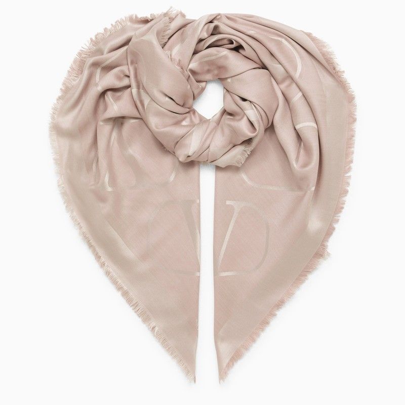 VALENTINO GARAVANI Light Pink Silk and Wool Stole for Women