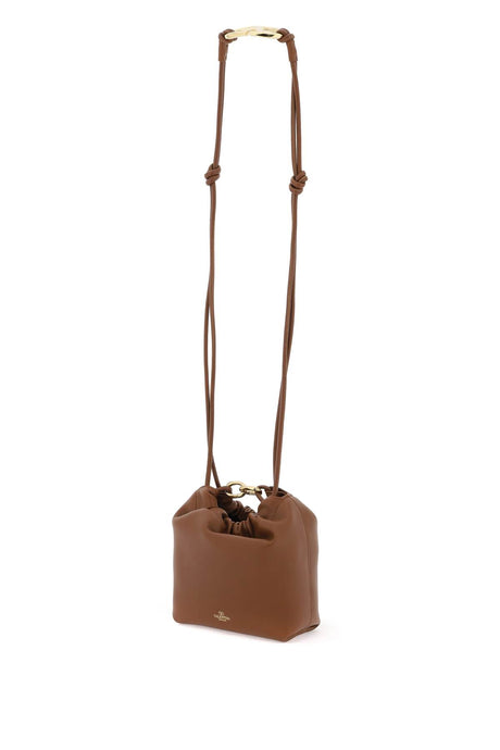 VALENTINO Women's Tobacco Brown Mini Leather Bucket Bag - SS24