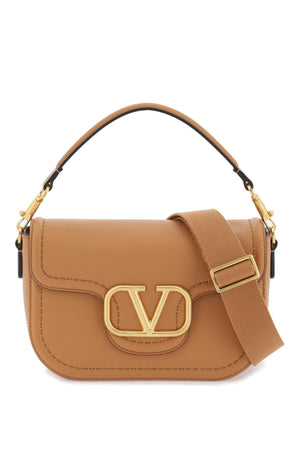 VALENTINO GARAVANI Luxurious Brown Grained Calfskin Shoulder Handbag for Women