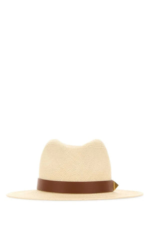 VALENTINO Studded Fedora Hat in Naturale for Women - SS24 Collection