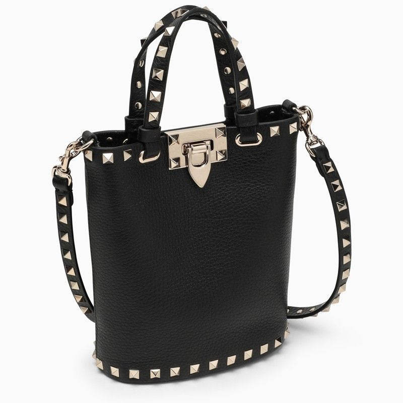 VALENTINO Rockstud Leather Handbag - Black