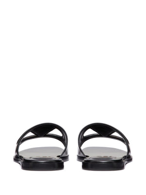 VALENTINO GARAVANI Women's Black Vlogo Cut-Out Leather Sandals for SS24