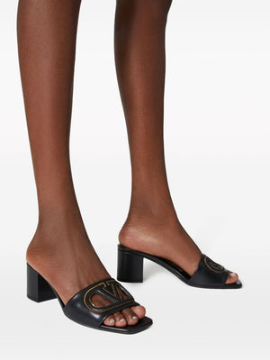 VALENTINO GARAVANI Black Vlogo Cut-Out Sandals for Women - SS24 Collection
