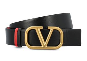 经典Logo双面腰带 - 黑色与红色 - 40mm