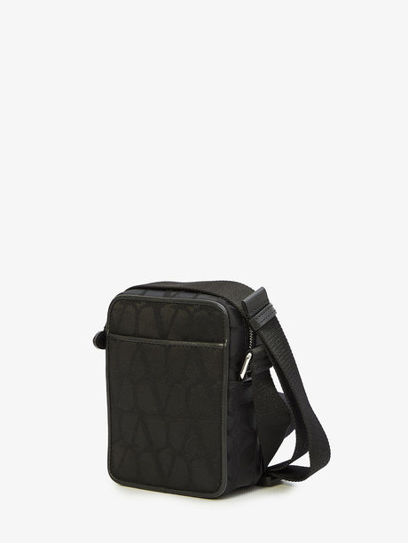 VALENTINO GARAVANI Small Iconographe Nylon Black Crossbody Bag with Adjustable Strap for Men