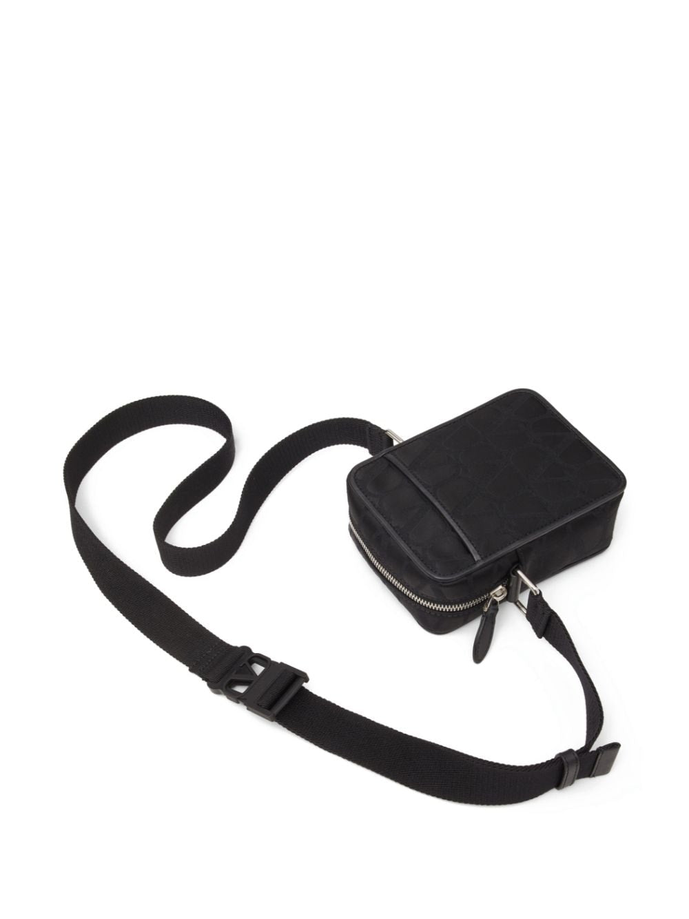 VALENTINO GARAVANI Mini Iconographe Leather Crossbody Bag with VLogo and Palladium Hardware for Men, Black