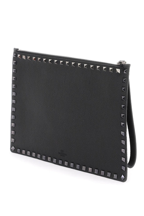 VALENTINO GARAVANI Edgy Black Leather Clutch | SS24 Collection