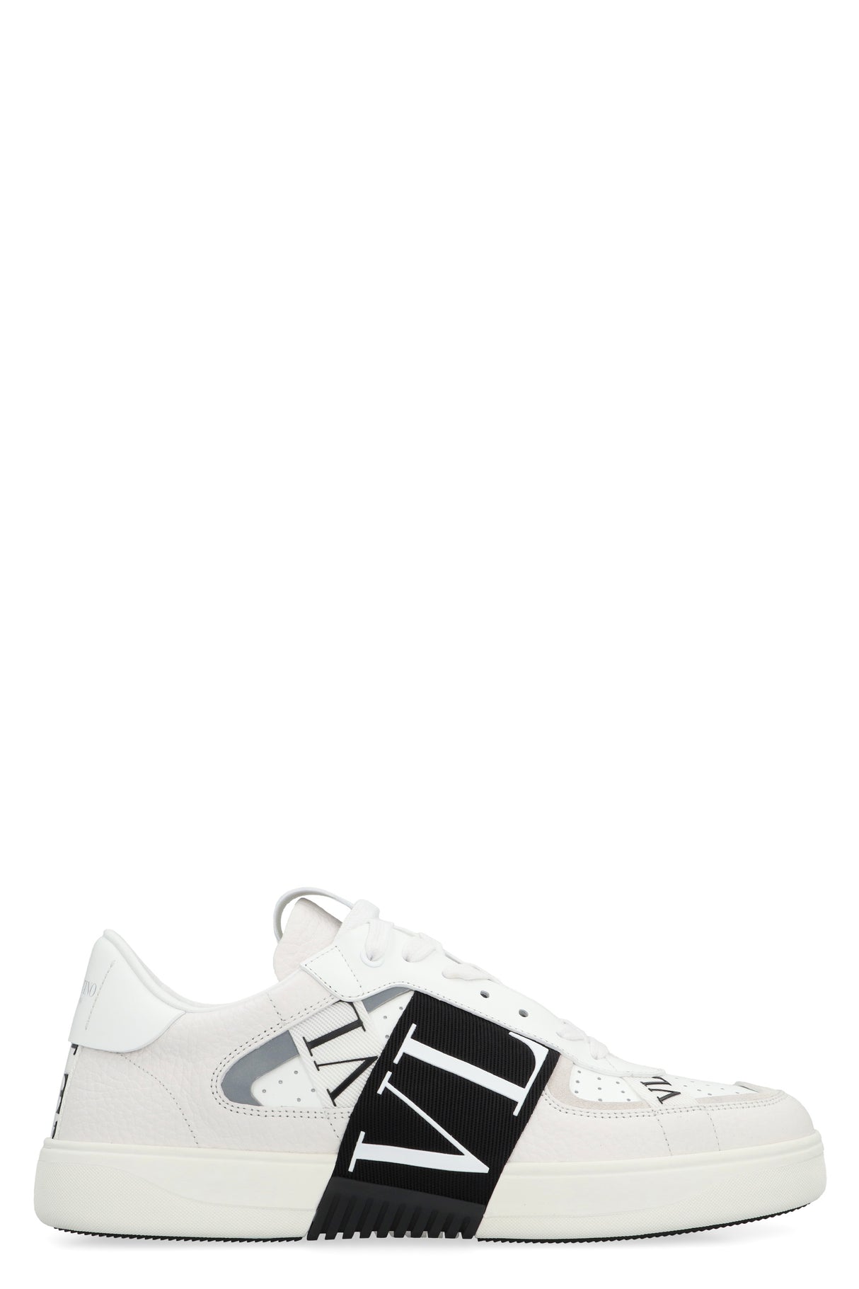 VALENTINO Men's White Low-Top Sneakers: Leather and Fabric with Rubber Soles for SS24