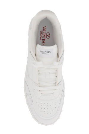 Men's White Calfskin Sneakers - Studded Low Top with Valentino Garavani Logo