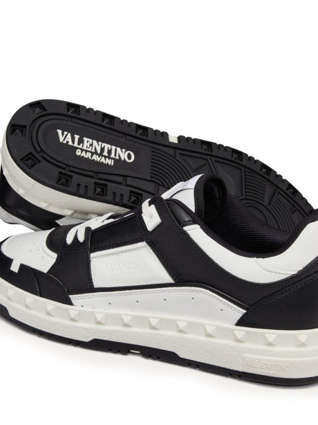 Valentino Garavani Leather Sneakers with Rockstud Detailing and Perforated Toebox for Men