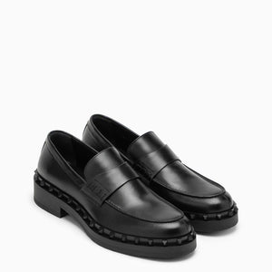 VALENTINO GARAVANI Black Leather Rockstud Loafer for Men - SS24 Collection