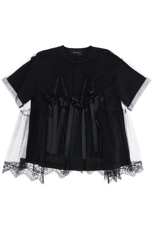 SIMONE ROCHA Lace and Bow Tulle Short-Sleeved Top