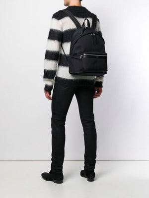 Black Leather-Trim City Backpack for Men from Saint Laurent