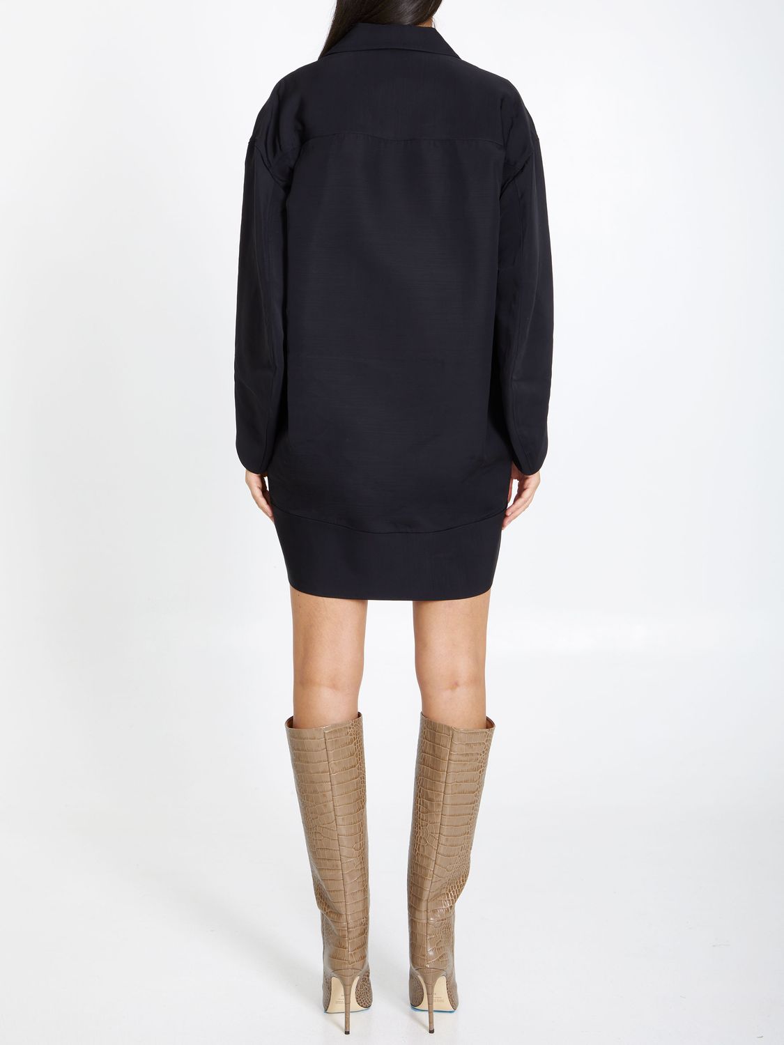 KHAITE Black Wool Blend Mini Dress - Fall/Winter 2023 Collection
