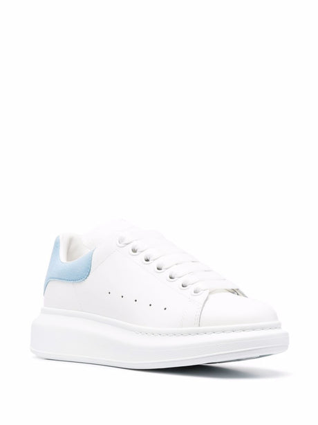 ALEXANDER MCQUEEN Oversized Leather Sneakers with Suede Heel Detail and Gold Logo for Women