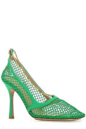 女士FW2024系列绿色皮革高跟鞋