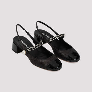MIU MIU Black Patent Leather Heels - SS24 Collection