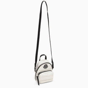MONCLER Mini Quilted White Nylon Crossbody Handbag with Leather Accents and Zippered Pockets