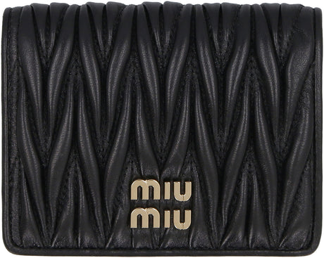 MIU MIU Black Leather Wallet for Women - SS24 Collection