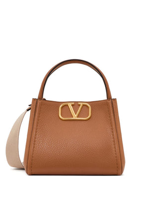 VALENTINO Almond Multi-Color Medium Leather Handbag with Dual Handles