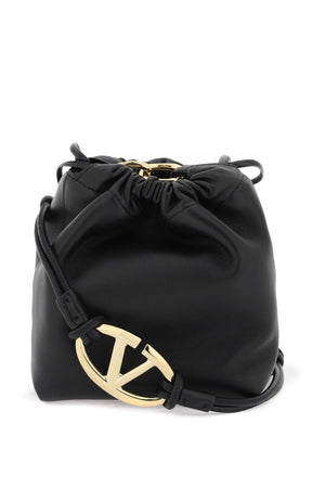 VALENTINO GARAVANI Mini VLogo Signature Leather Bucket Bag with Pouf - Black