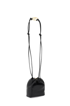 VALENTINO GARAVANI Mini VLogo Signature Leather Bucket Bag with Pouf - Black