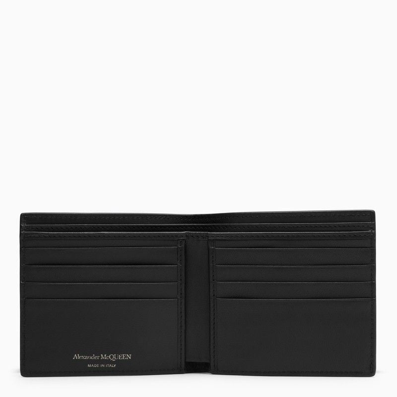 ALEXANDER MCQUEEN Black and White Leather Wallet for Men with Logo