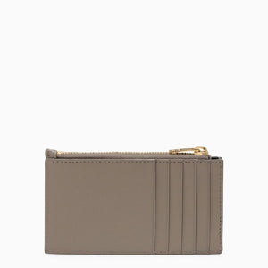 SAINT LAURENT Grey Quilted Credit Card Holder with Gold-Tone Hardware
