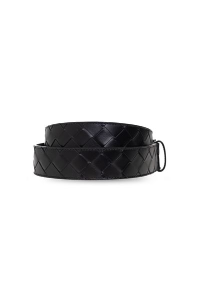 BOTTEGA VENETA Men's Intrecciato Leather Belt - Black