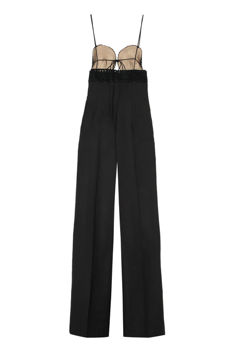 黑色宽松裤式女士连身裤-SS23系列