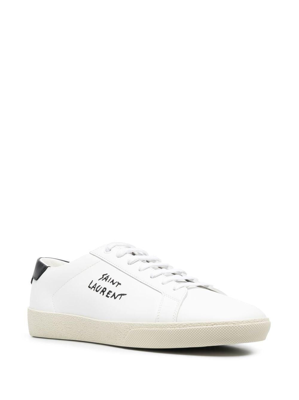 Men's White Court Sneakers with Saint Laurent Detail and Rubber Sole