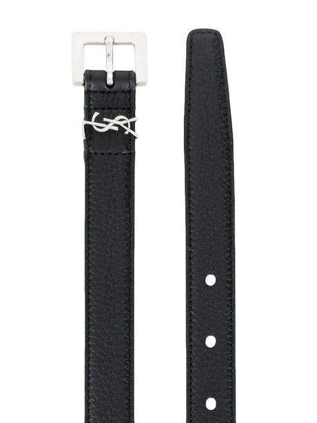 SAINT LAURENT Adjustable Belt with Monogram Appliqué for Men